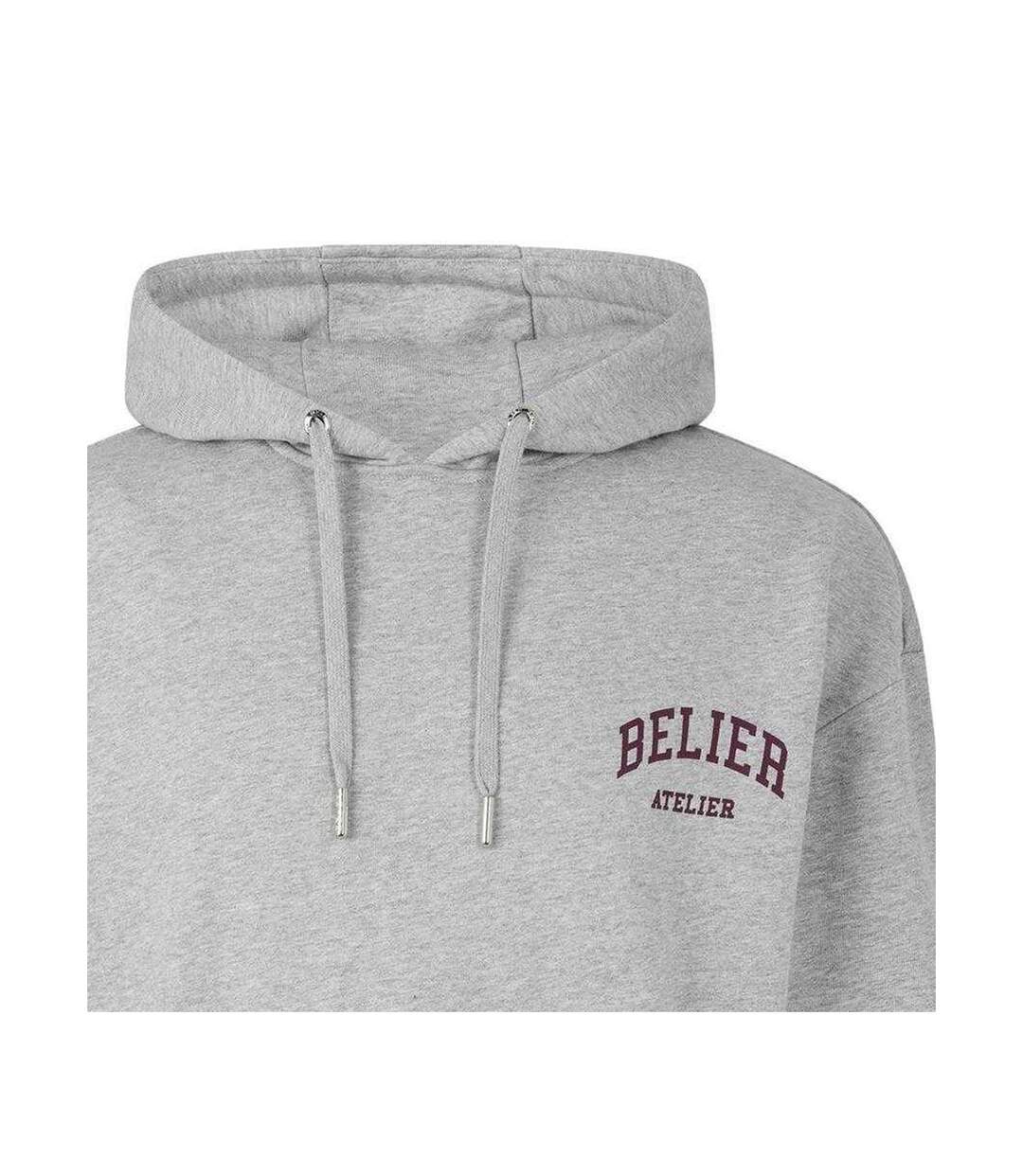Mens Campus Logo Hoodie Grey Marl Belier-3