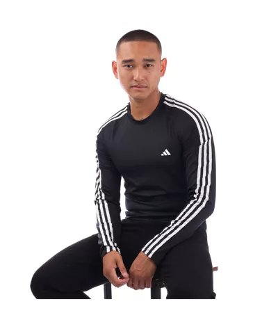 Haut Manches Longues Entraînement Style 3 Rayures Techfit Homme Noir Adidas