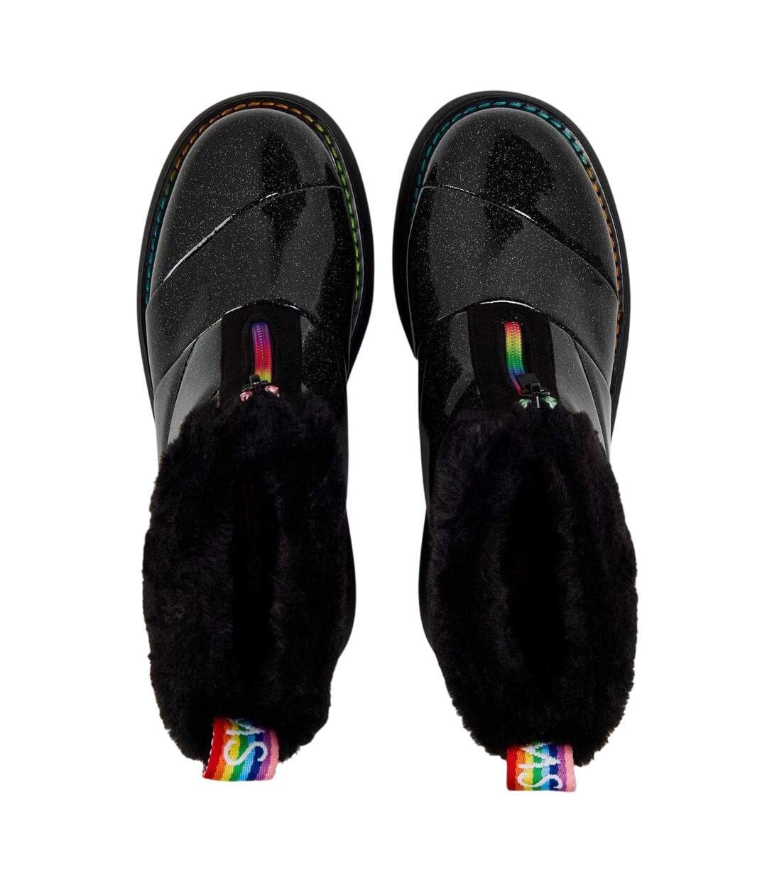 Womens/ladies Puffy Ankle Boots Black Toms-3