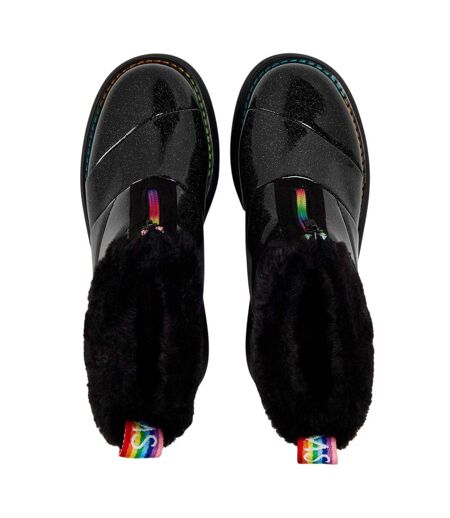 Womens/ladies Puffy Ankle Boots Black Toms