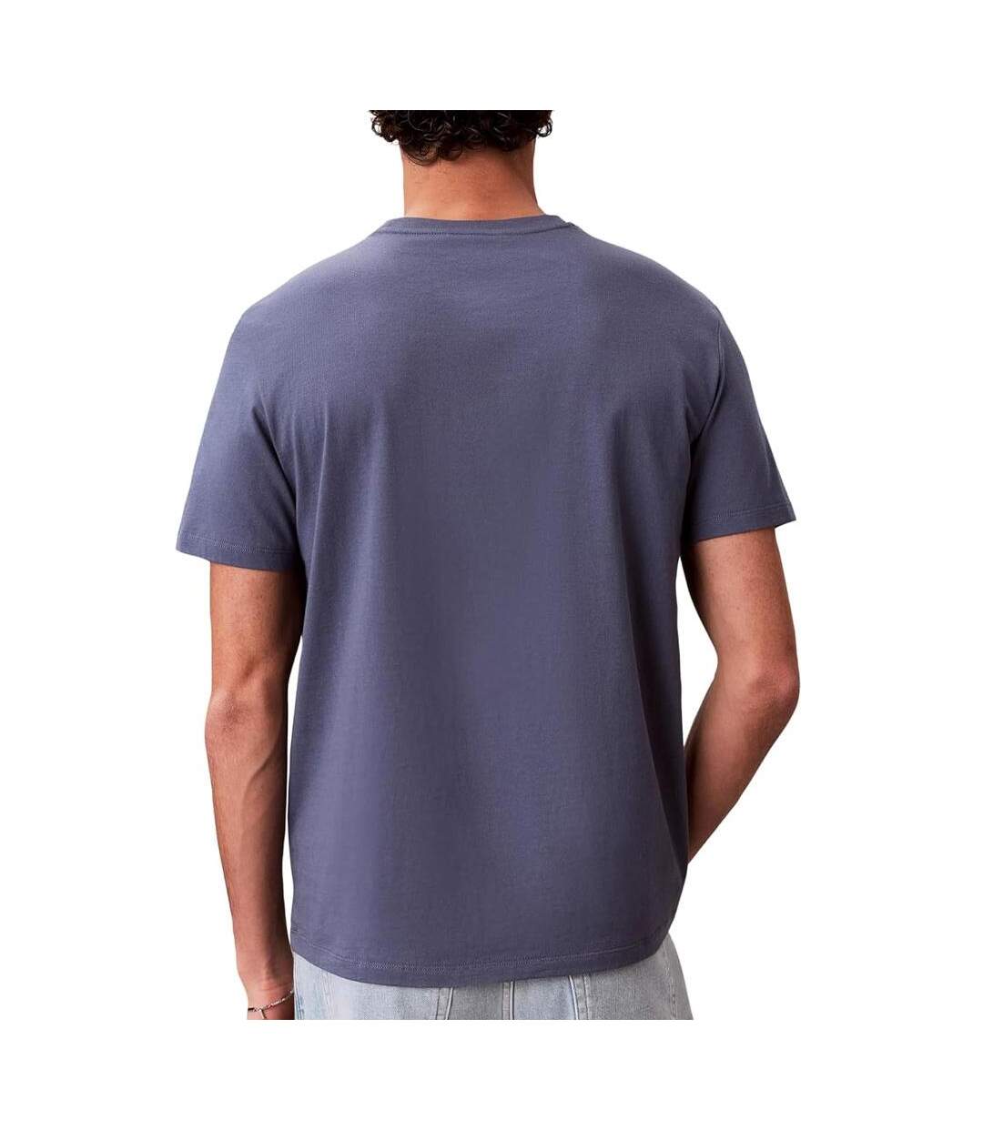 T-Shirt bleu chiné homme calvin klein jeans badge l4g-2