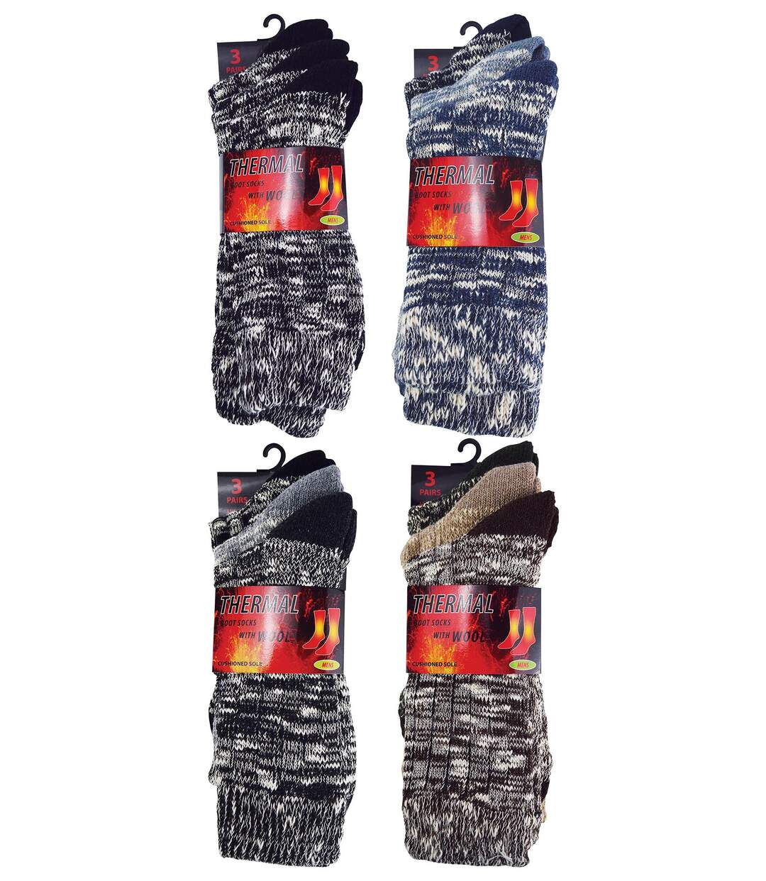 Mens Wool Blend Socks | 12 Pair Multipack | Thermal Boot Socks