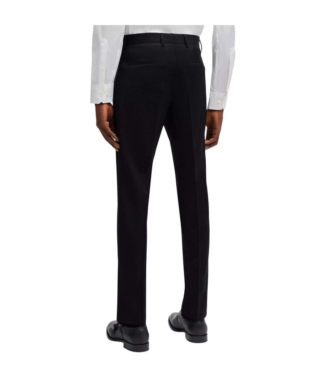 Mens Virgin Wool Trousers Black Boss-3
