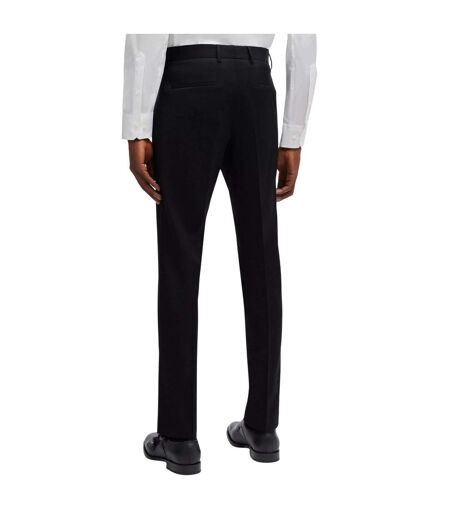 Mens Virgin Wool Trousers Black Boss