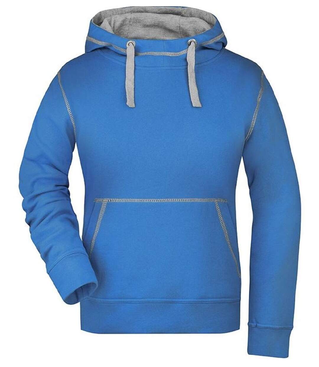 Sweat shirt à capuche femme - JN960 - bleu cobalt et gris-1