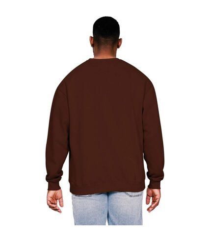 Casual Classics Mens Ringspun Cotton Oversized Sweatshirt (Chocolate) - UTAB593