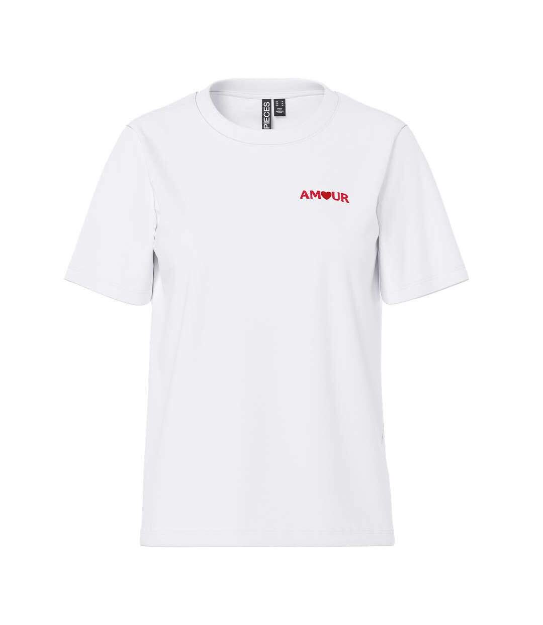 T-Shirt blanc femme pieces pcoda-1