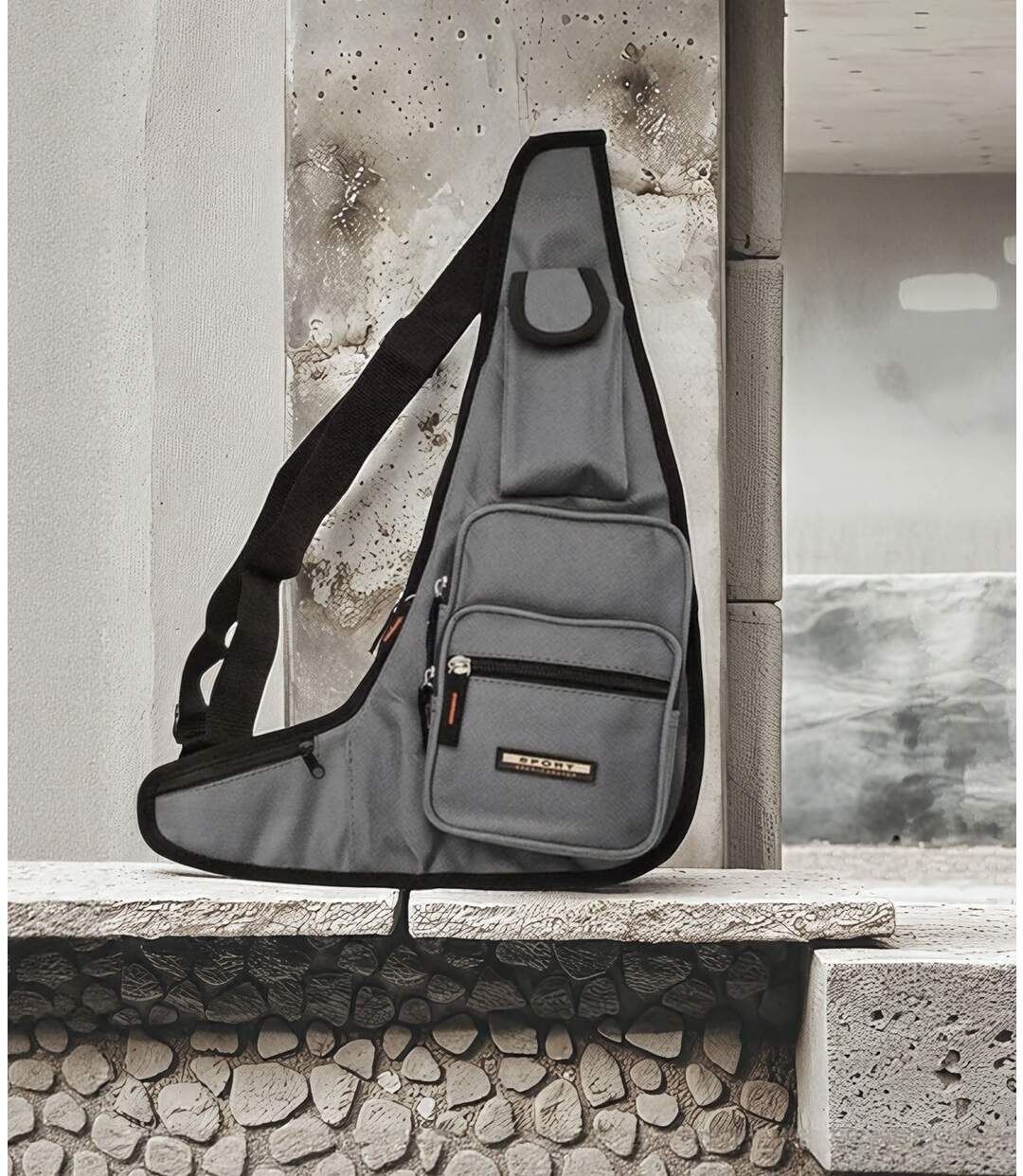 Sacoche Multi-Poches pour Homme - Sac Bandoulière en Nylon Bleu-3
