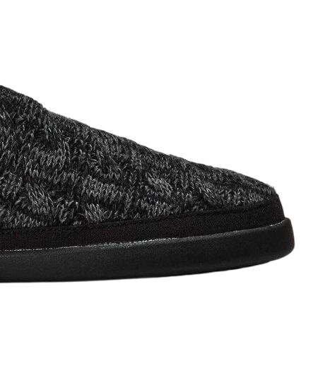 Womens/ladies Cable Knit Chunky Sole Mule Slippers Black Toms