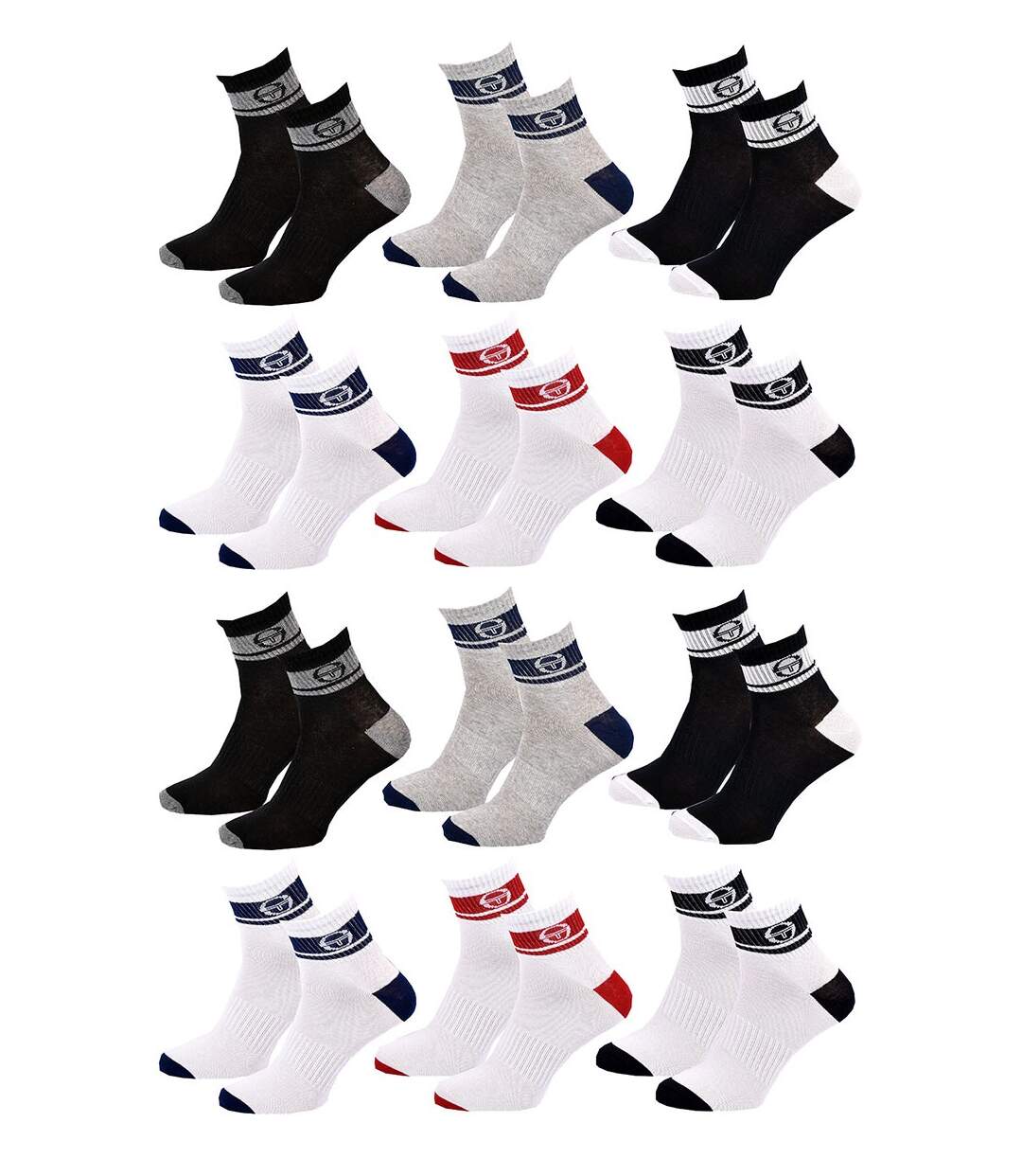 Chaussettes Homme QUARTER SERGIO TACCHINI Lot de 12 Pack de 12 Paires 4215-1