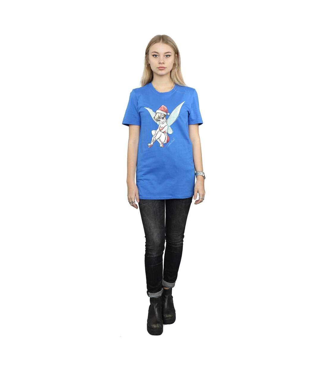 Disney Femme/Les femmes Fée Clochette Christmas Fairy Coton Boyfriend T-Shirt (Bleu royal) - UTBI46450-4