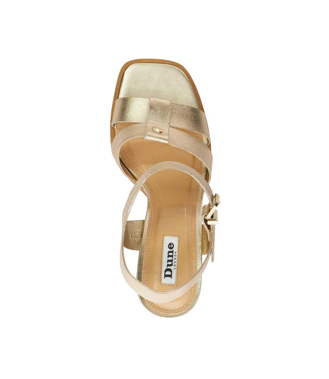 Womens/ladies Jessia Leather Sandals Gold Dune London-3