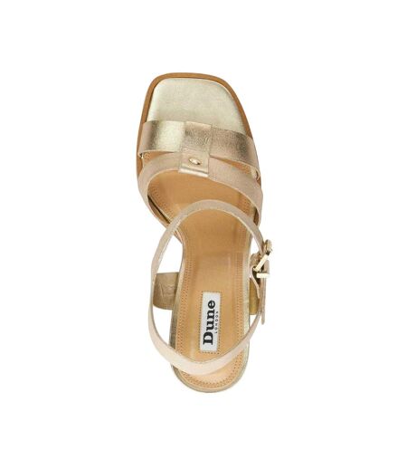 Womens/ladies Jessia Leather Sandals Gold Dune London