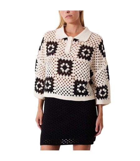 Polo Motif/style Crochet Anaya Femme Noir Crème Edited
