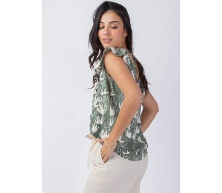 Top femme léger en viscose CHLOE kaki Coton Du Monde