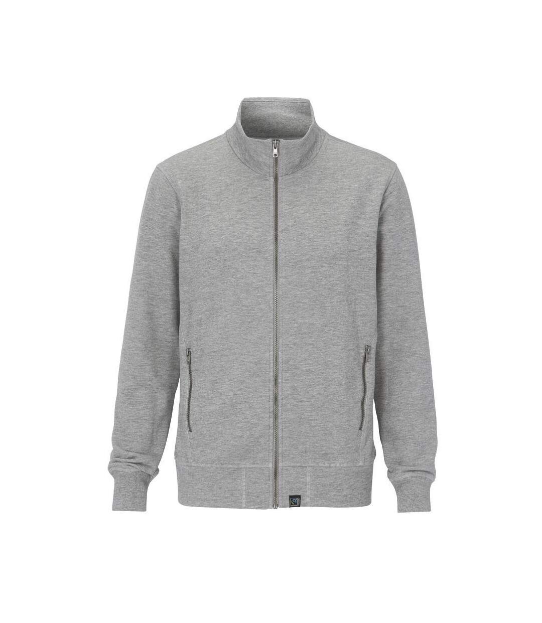 Mens French Terry Full Zip Jacket Grey Melange Cottover-1