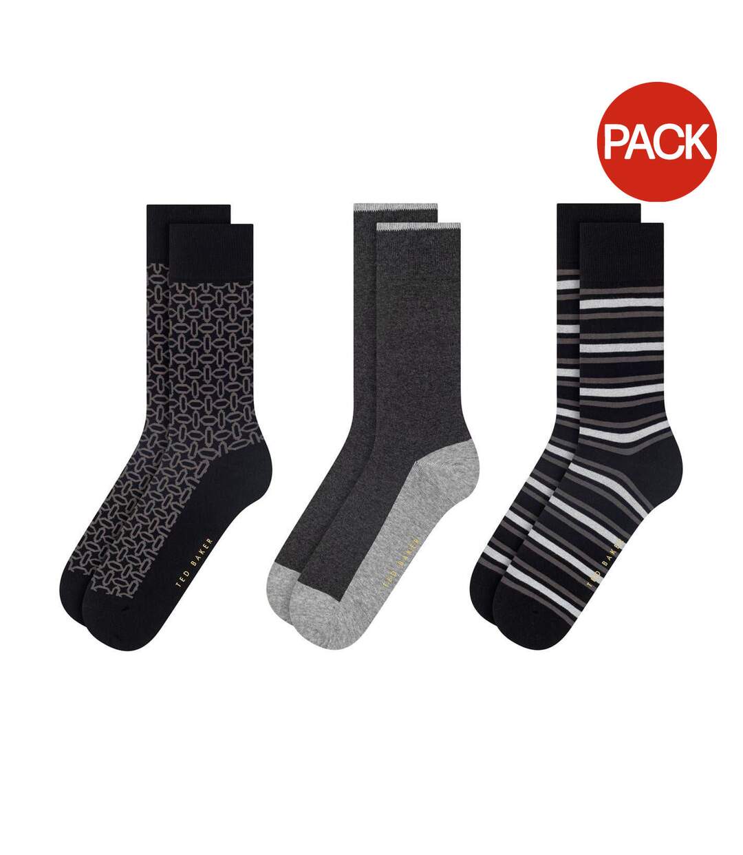 Lot De 3  Chaussettes Homme Noir Ted Baker-1