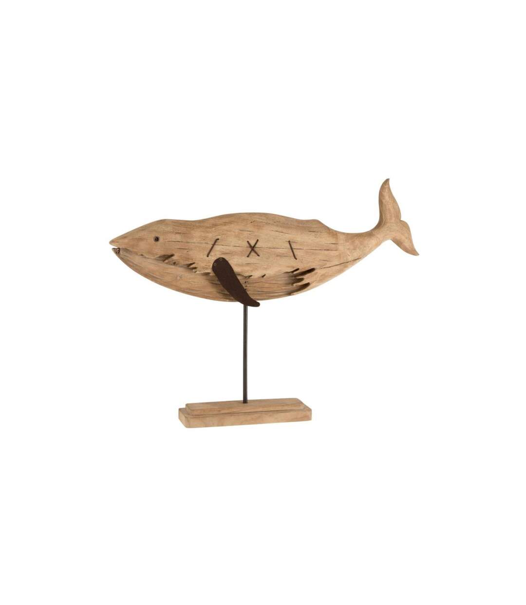 Statuette Déco en Bois Baleine 74cm Naturel-1