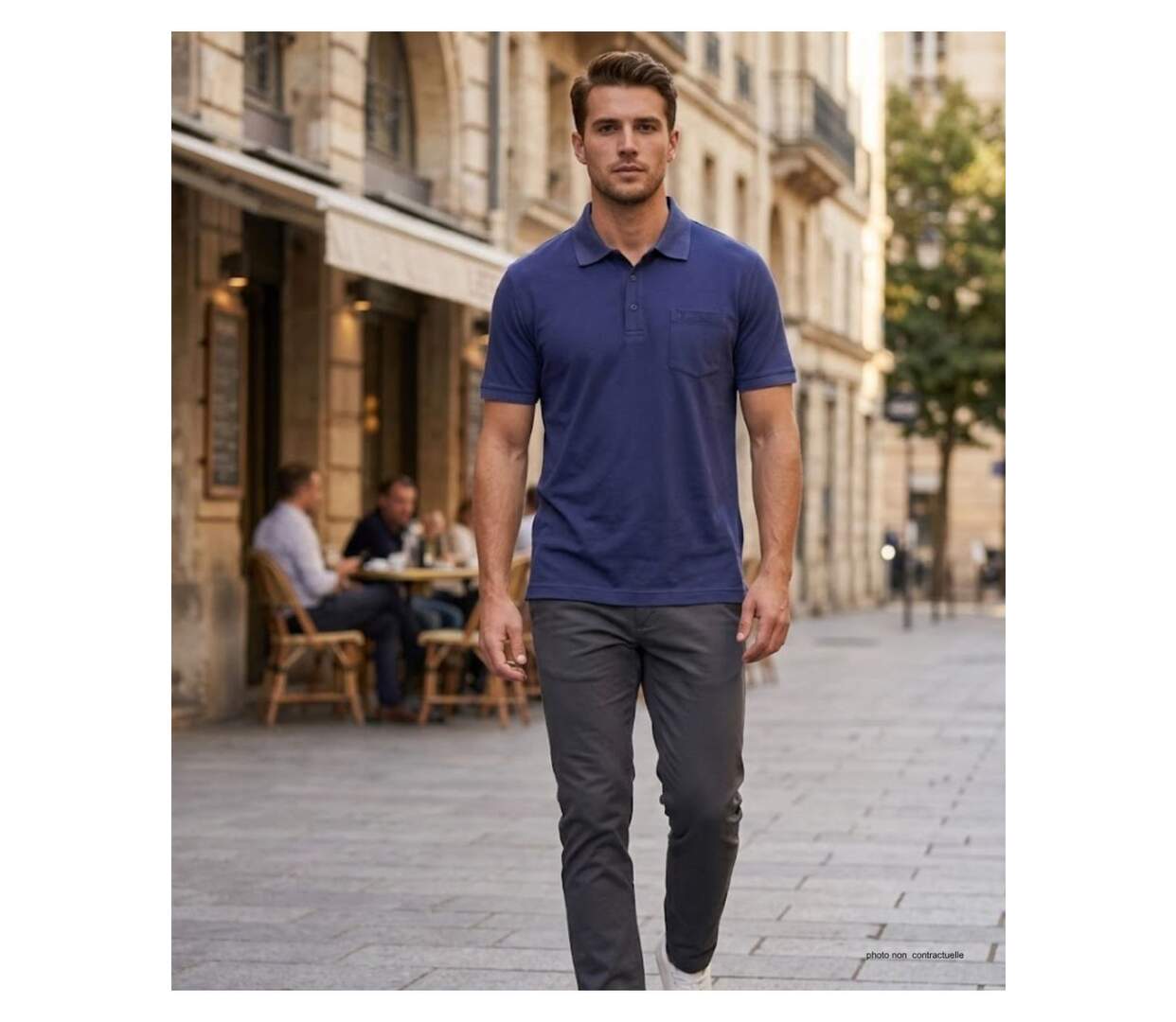 CHALLENGER REMY2 : Polo en jersey de coton bleu outremer fluide et confortable-5