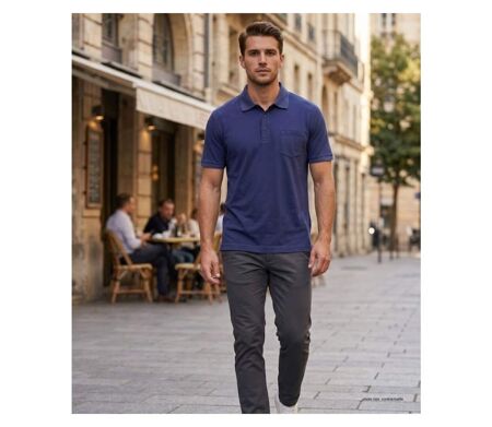 CHALLENGER REMY2 : Polo en jersey de coton bleu outremer fluide et confortable