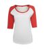 T-shirt Manches Raglan Motif/style Contrasté Femme Blanc Rouge Build Your Brand-1