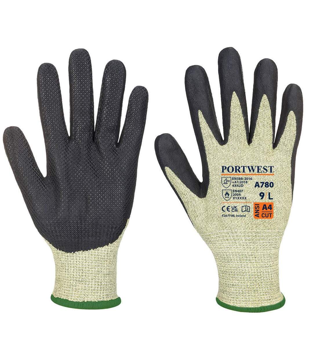 Unisex adult arc grip grip gloves l green/black Portwest-1
