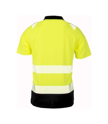 Polo Haute Visibilité Homme Jaune Fluo Noir Result Genuine Recycled