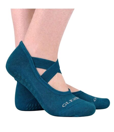 Glenmuir - Lot de 2 Chaussettes Femme Yoga Pilates Gym Basses
