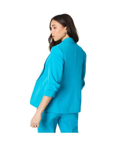 Womens/ladies petite ruched blazer turquoise Dorothy Perkins