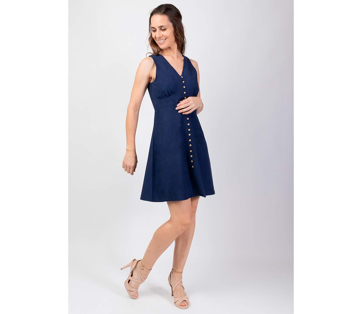 Robe courte unie MAURINE larges bretelles Coton Du Monde-2