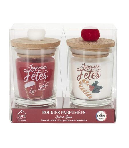 Lot de 2 Bougies Parfumées Joyeuses Fêtes 45g Sapin