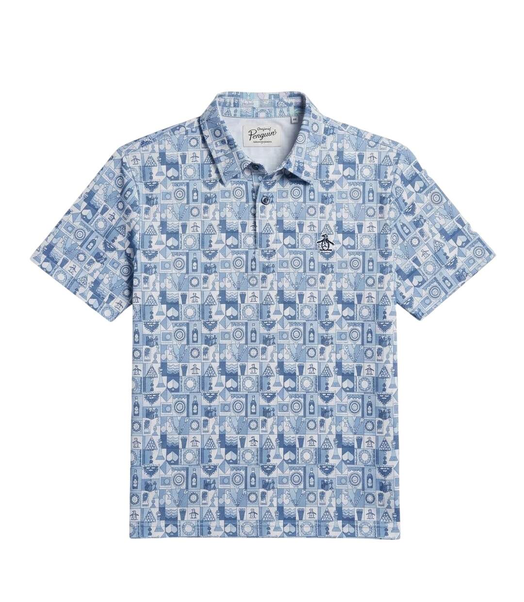 Chemise Manches Courtes Golf Motif/style Fantaisie Homme Bleu Foncé Original Penguin-2