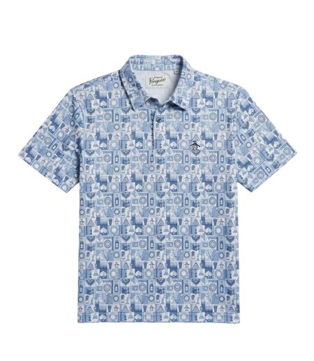 Chemise Manches Courtes Golf Motif/style Fantaisie Homme Bleu Foncé Original Penguin