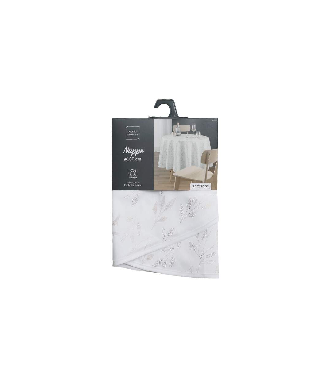 Nappe Antitache Ronde Imprimé Lonigold 180cm Blanc