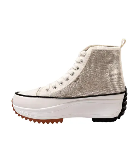 Baskets Montantes Femme Blanc Pailleté Firetrap