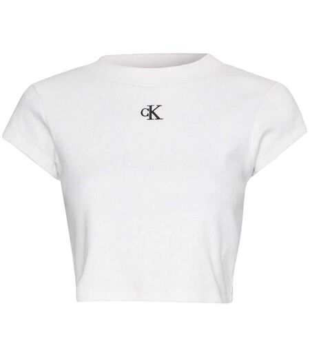 T-shirt Court Motif/style Monochrome Femme Blanc Calvin Klein
