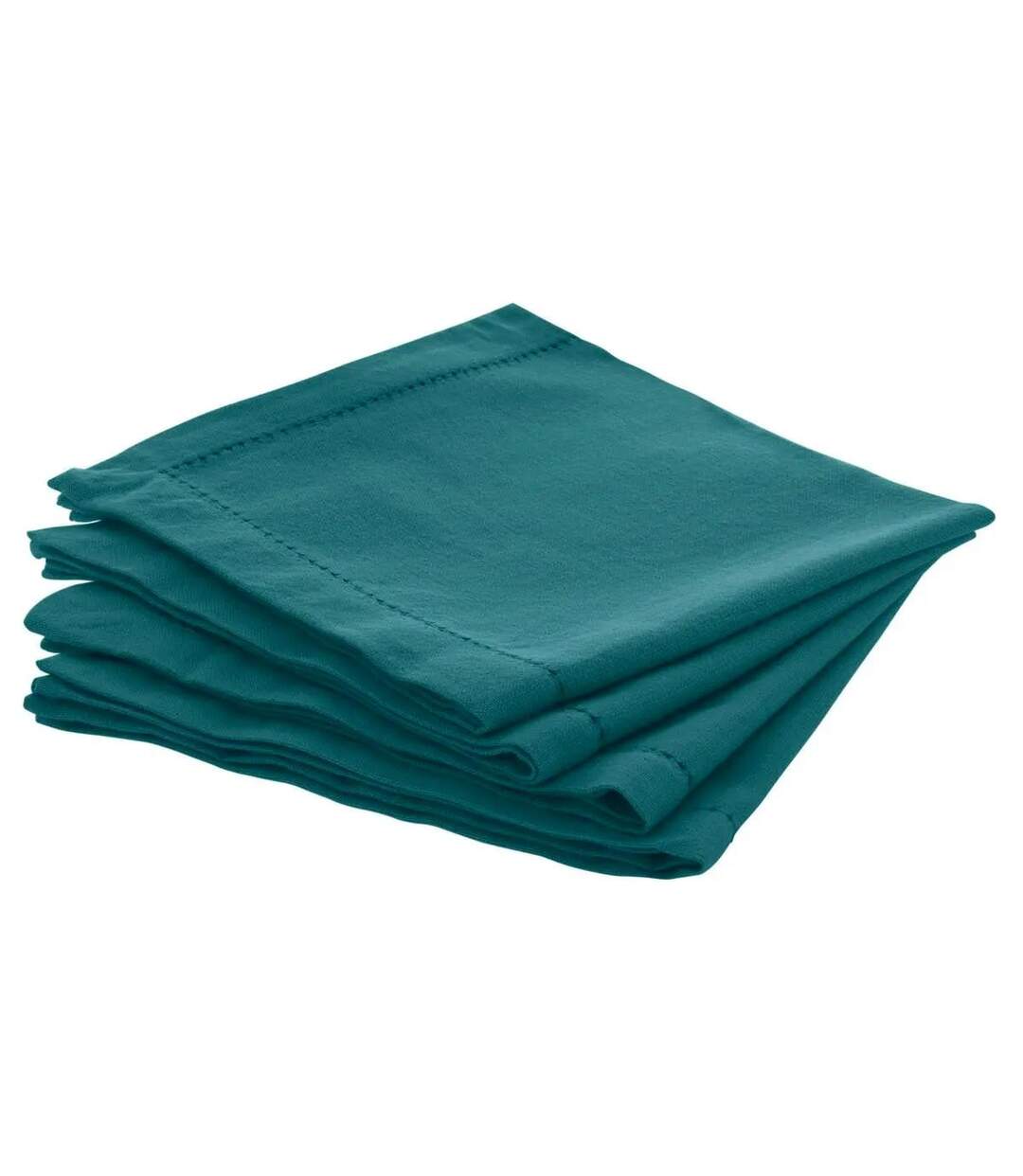 Lot de 4 Serviettes de Table Chambray 40x40cm Bleu Canard-1