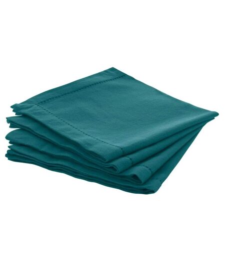 Lot de 4 Serviettes de Table Chambray 40x40cm Bleu Canard