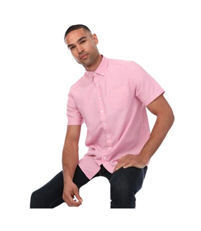 Mens Drayton Oxford Modern Short-sleeved Shirt Coral Farah