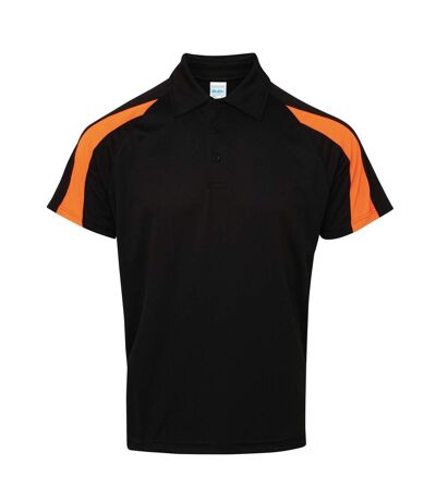 AWDis Just Cool Mens Short Sleeve Contrast Panel Polo Shirt (Jet Black/Electric Orange)
