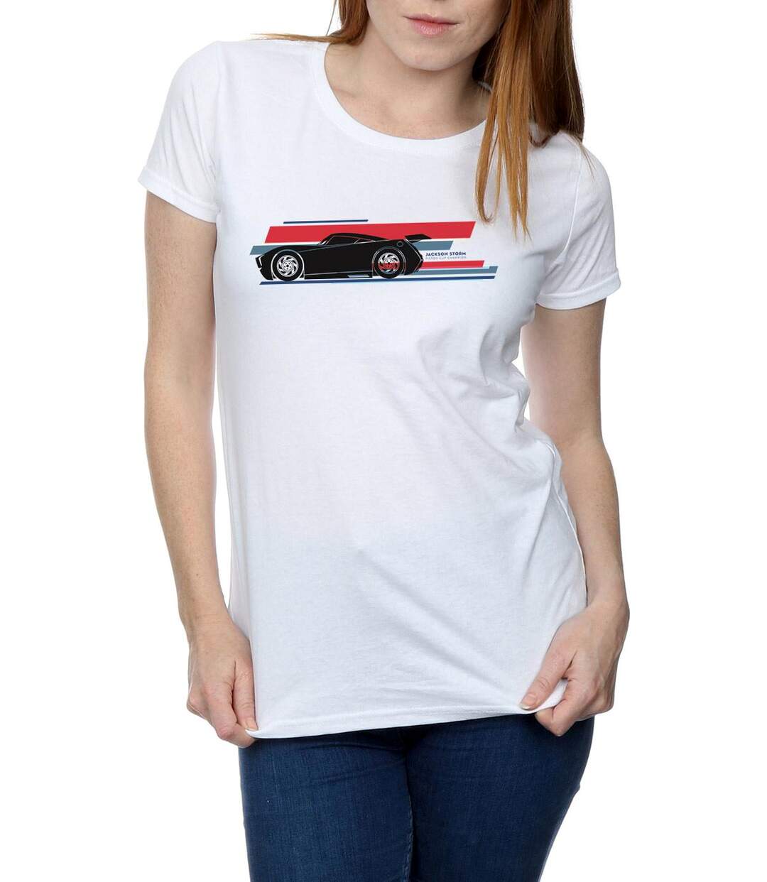 Disney - T-shirt CARS JACKSON STORM STRIPES - Femme (Blanc) - UTBI13635-3