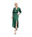 Robe Portefeuille Manches Longues Femme Bleu Sarcelle AX Paris-4