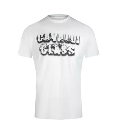 T-shirt Motif Fumée Homme Blanc Cassé Cavalli Class
