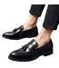Roamers Mens Toggle Saddle Hi-Shine Leather Loafers (Black) - UTDF774