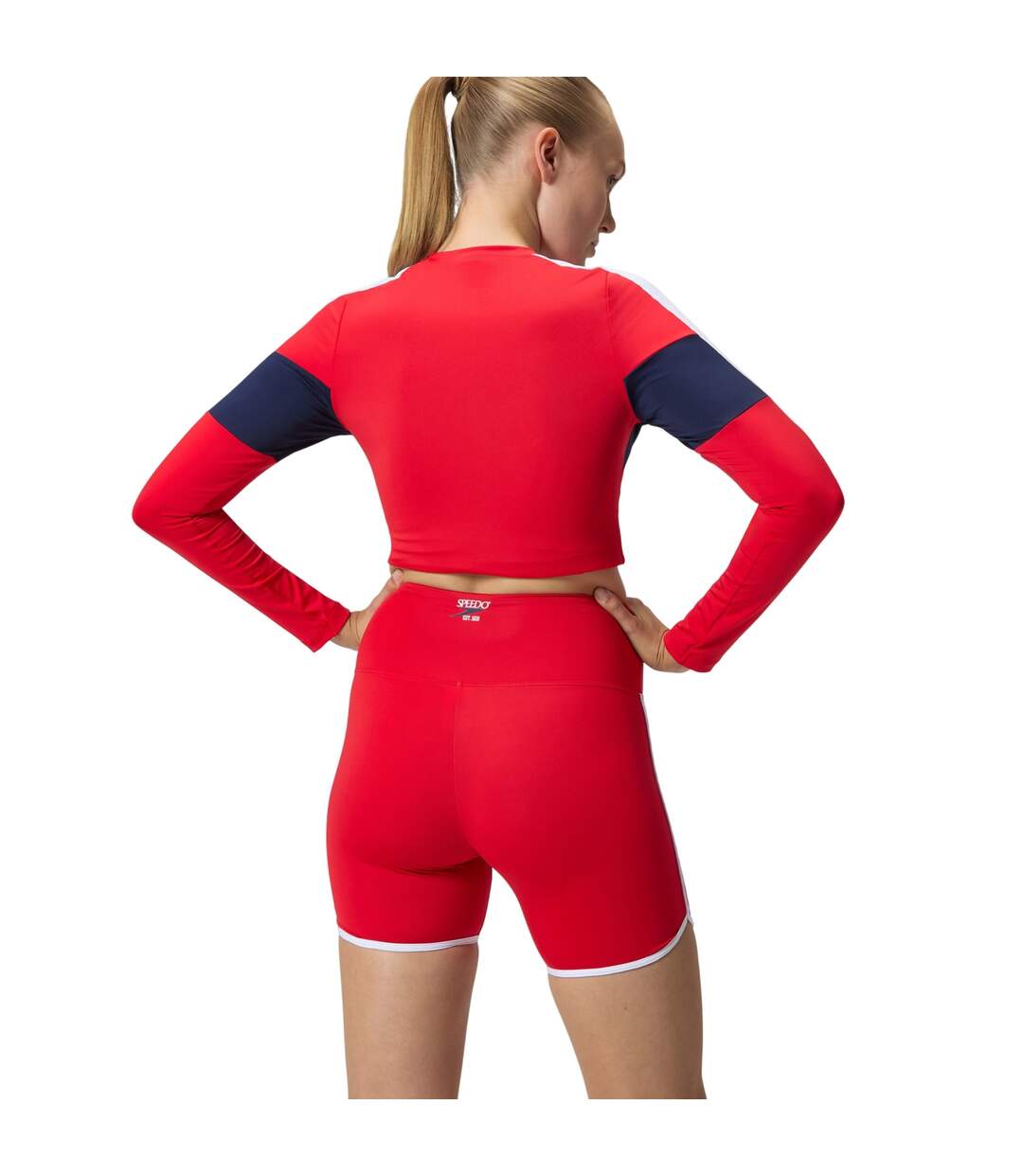 Womens/ladies Solid Bound Swim Shorts Red Speedo-3