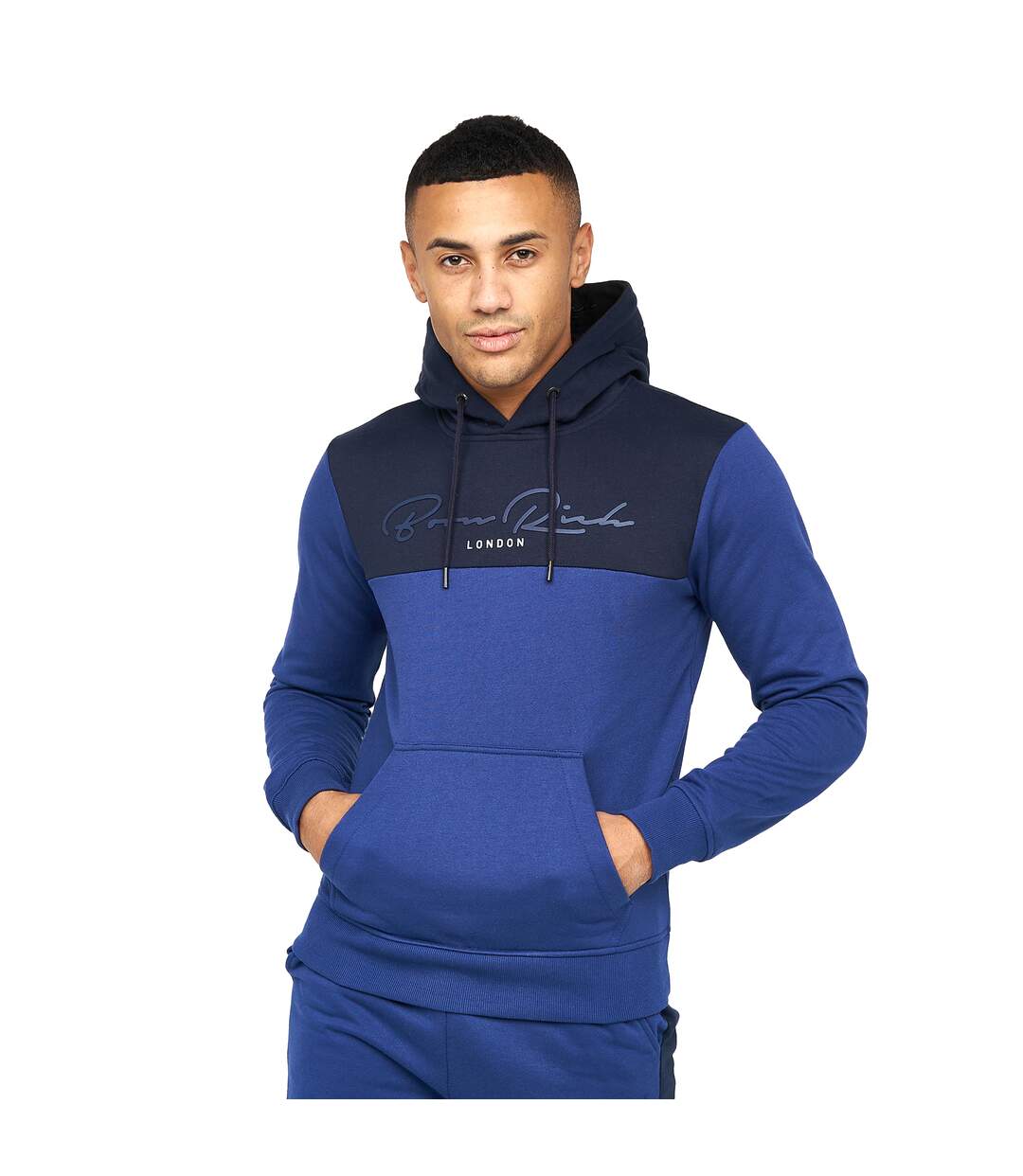 Sweat à capuche lehmann homme bleu nuit Born Rich-1