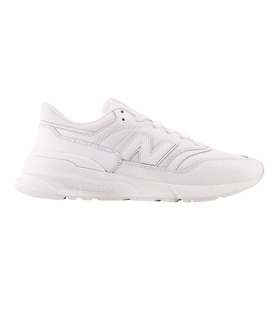 Mens 977r Leather Flat Trainers White New Balance-1