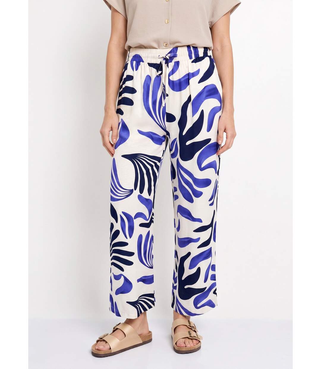Pantalon large imprimé abstrait-1
