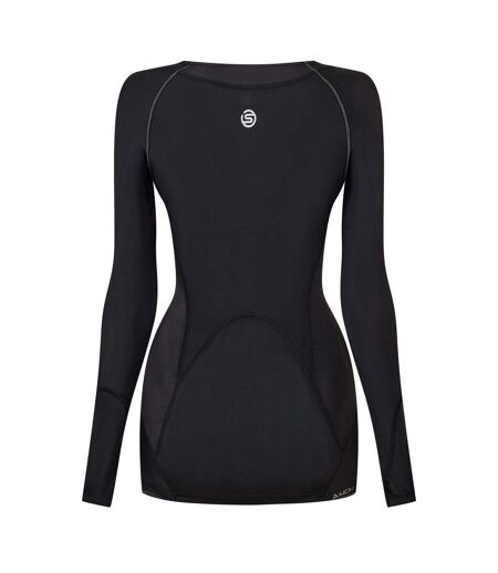 Womens/ladies A400 Long-sleeved Base Layer Top Black Skins