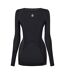 Womens/ladies A400 Long-sleeved Base Layer Top Black Skins-2